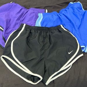 Women’s NIKE running shorts, 3 pack, black/purple/blue
